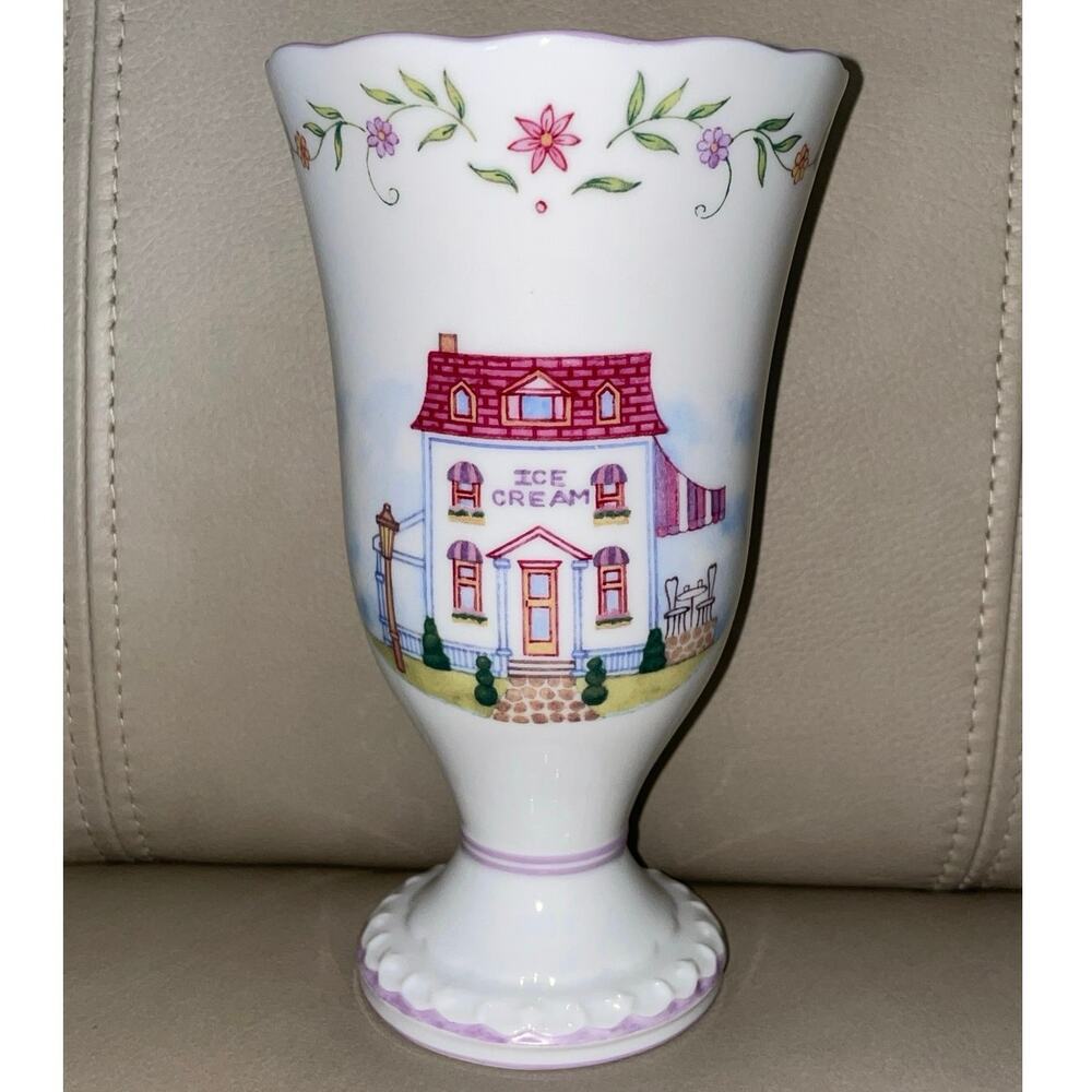 Retired Lenox Spice Village Ice Cream Footed Parfait Cup - 2004 Pastel Victorian
